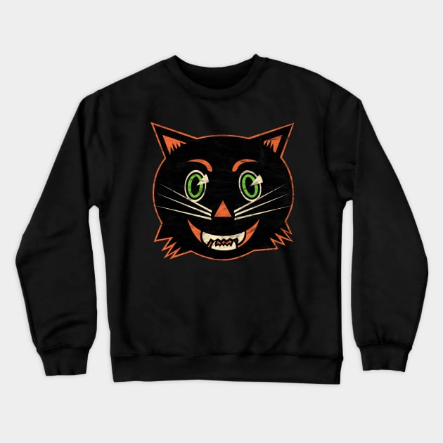 Vintage Halloween Black Cat Crewneck Sweatshirt by LMHDesigns